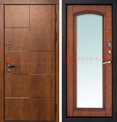 Белая филенчатая дверь с фрезерованной МДФ и зеркалом ДЗ-81 в Лосино-Петровсом
