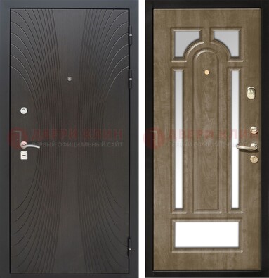 Темная металлическая дверь МДФ с различными зеркальными вставками внутри ДЗ-82 Кириши