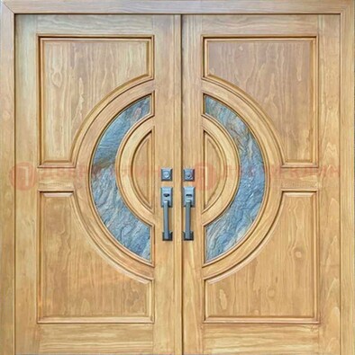 Двухстворчатая металлическая дверь с витражом ВЖ-11 в Лосино-Петровсом