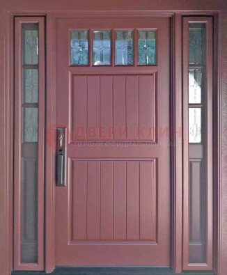 Входная дверь с массивом с фрамугами и витражом ВЖ-19 в Лосино-Петровсом
