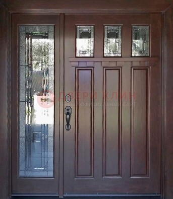 Широкая стальная дверь с МДФ и витражом ВЖ-25 в Лосино-Петровсом
